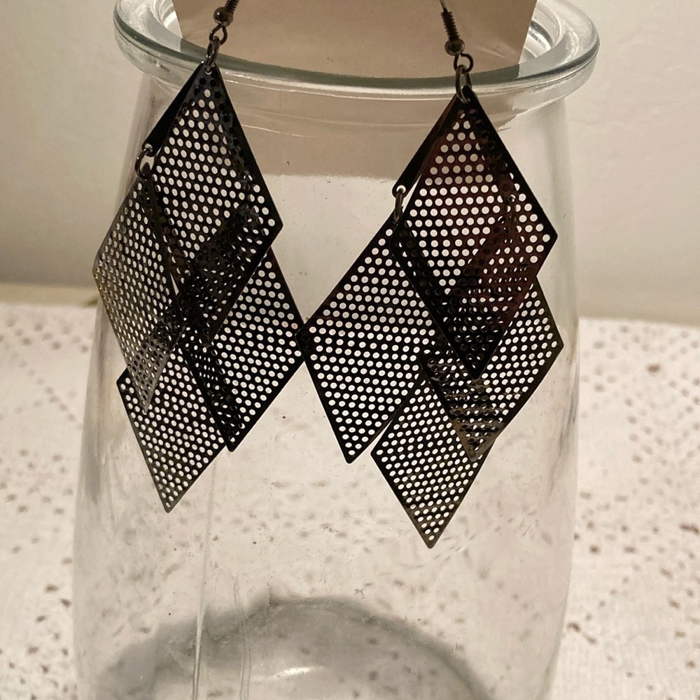 4” dangle metal earrings